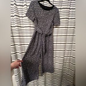 Black and white floral jump suit